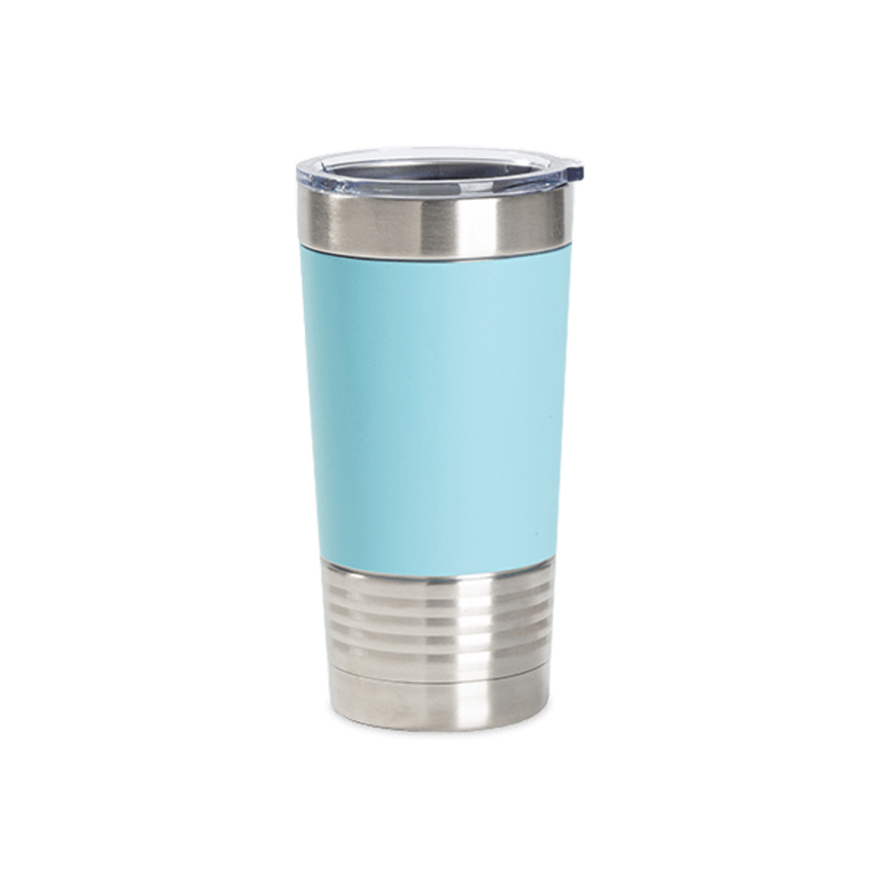 20oz Stainless Steel Tumber with Removable Silicone Sleeve (Light Blue/White)